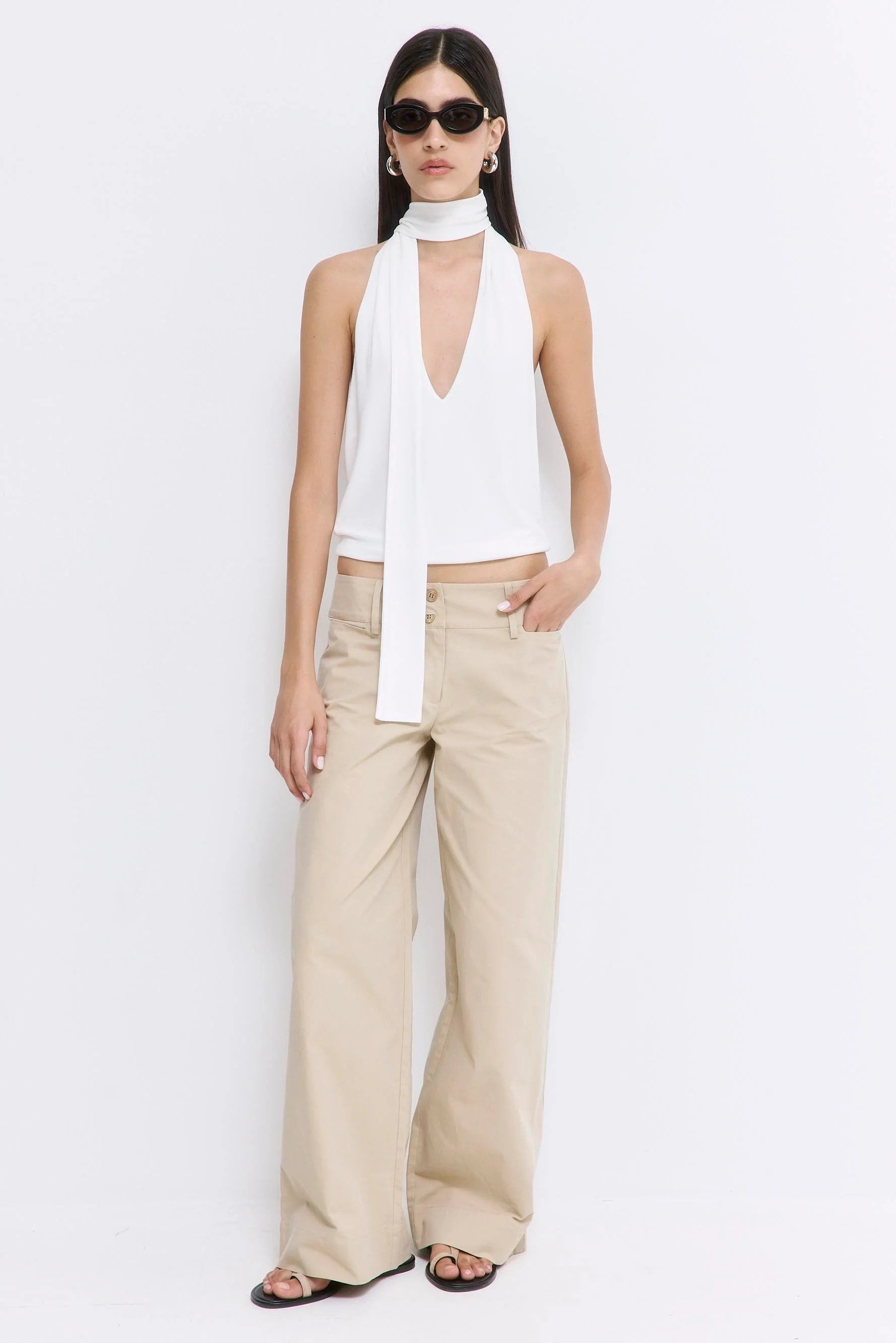 Draped Jersey Deep V Top - Image 2