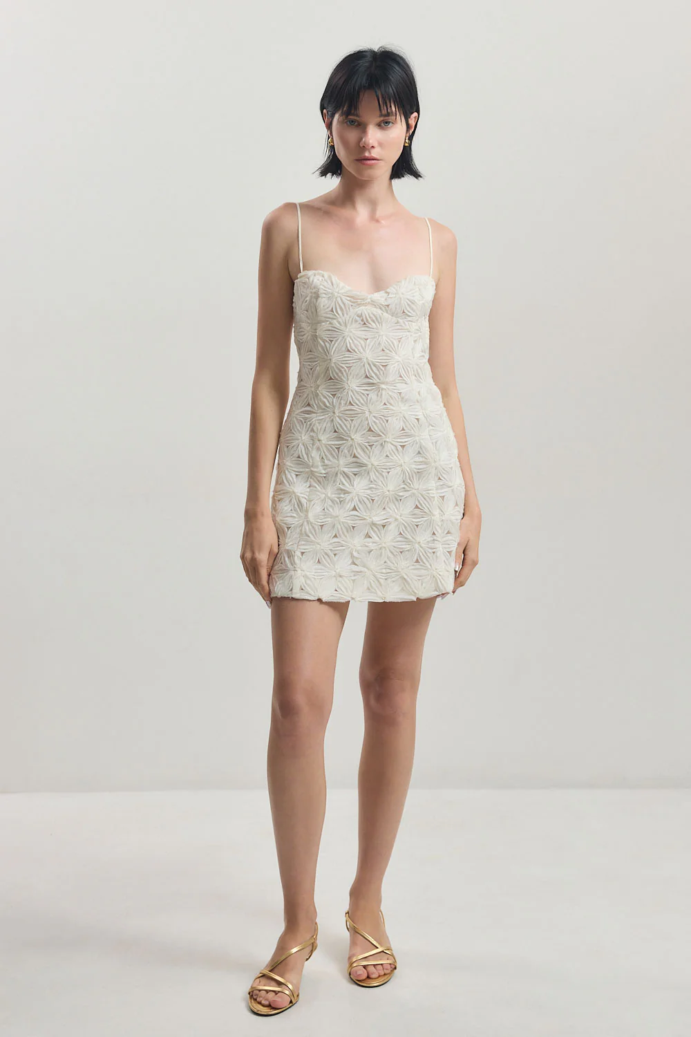 Embossed Floral Corset Mini Dress