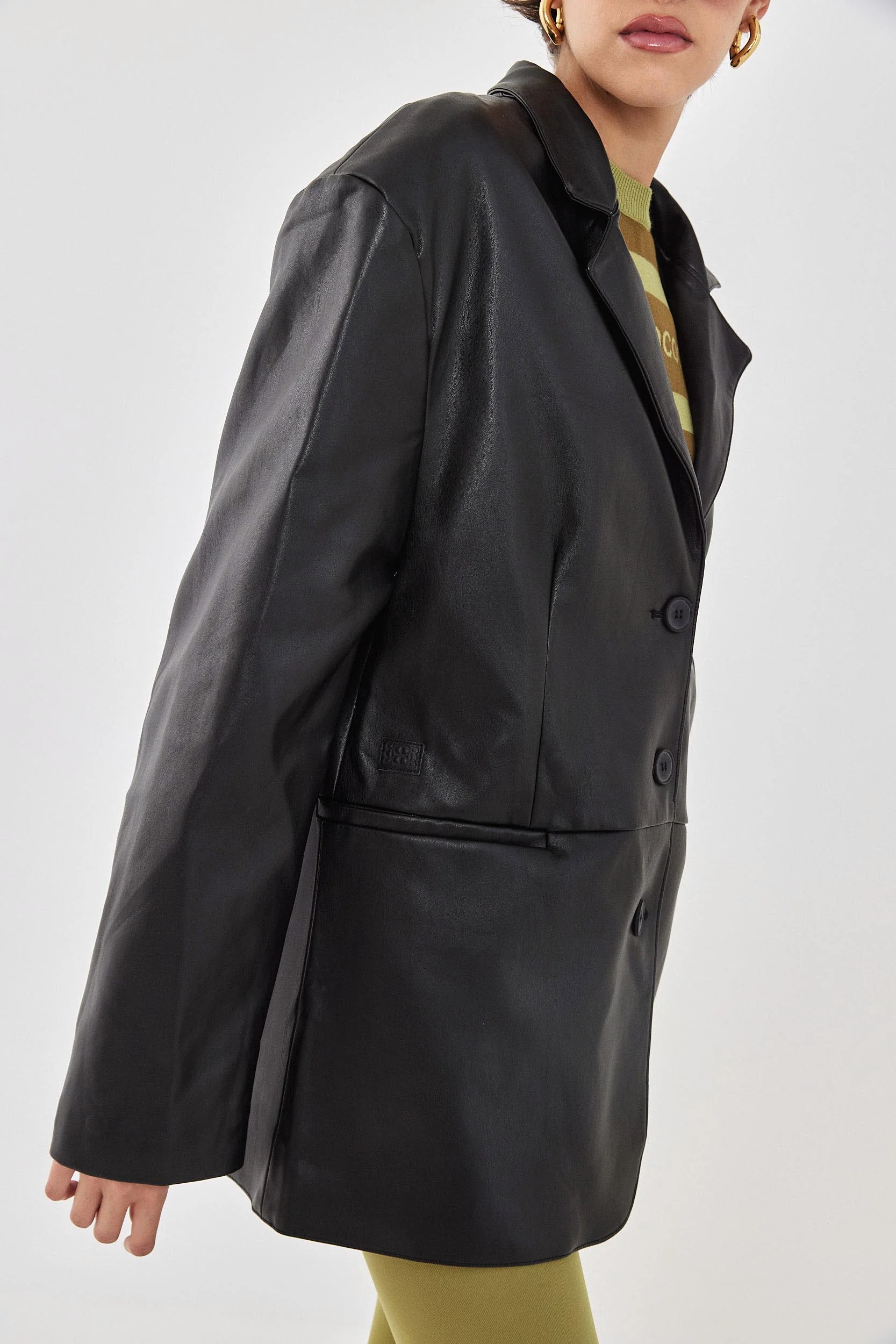 Vegan Leather Tailored Blazer - Image 7