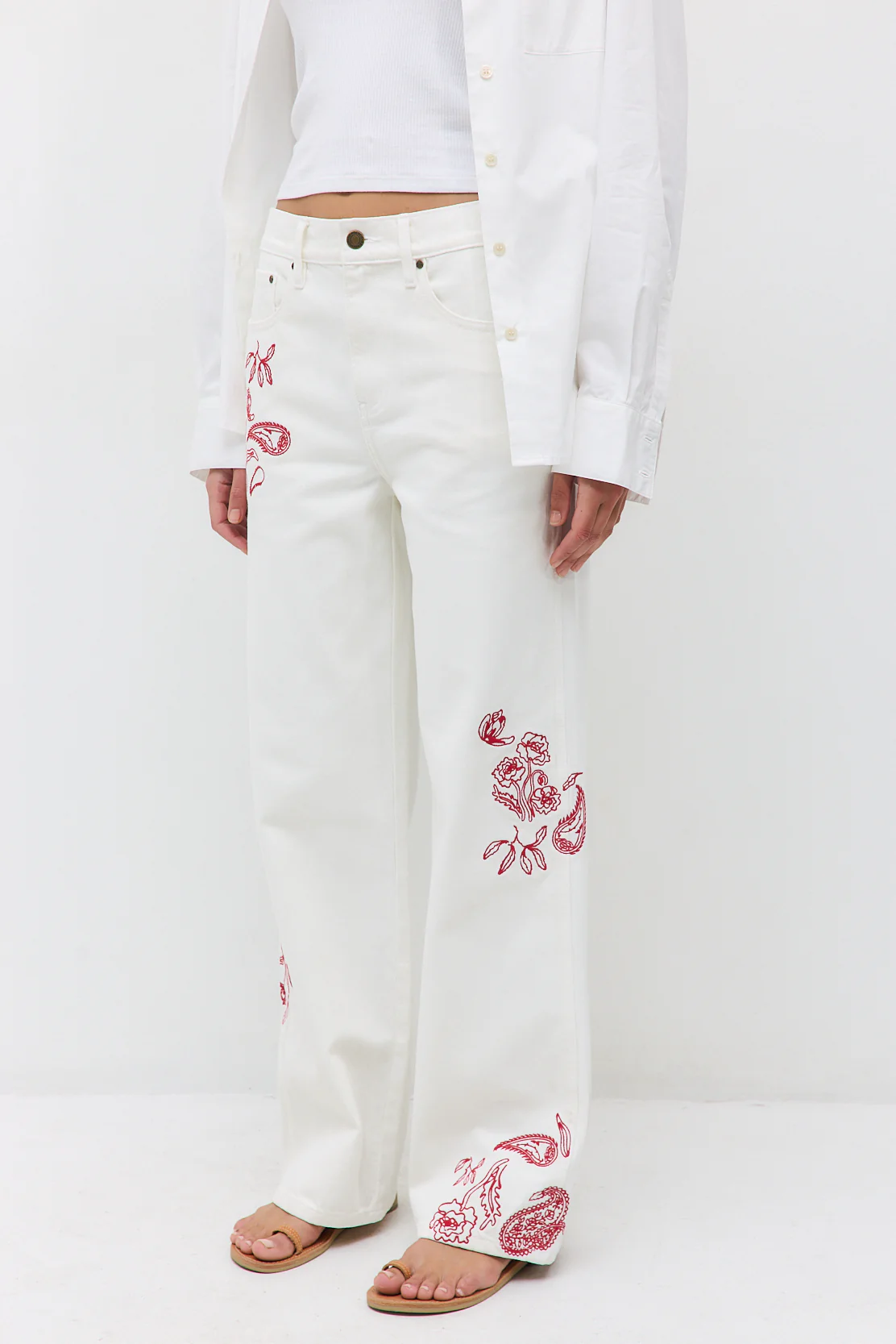 Floral Embroidered Wide Leg Pants - Image 4