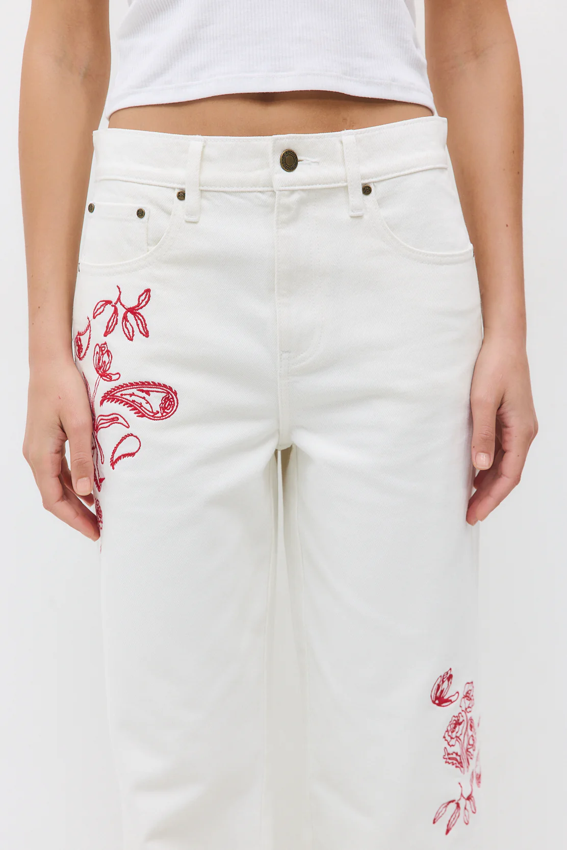 Floral Embroidered Wide Leg Pants - Image 8