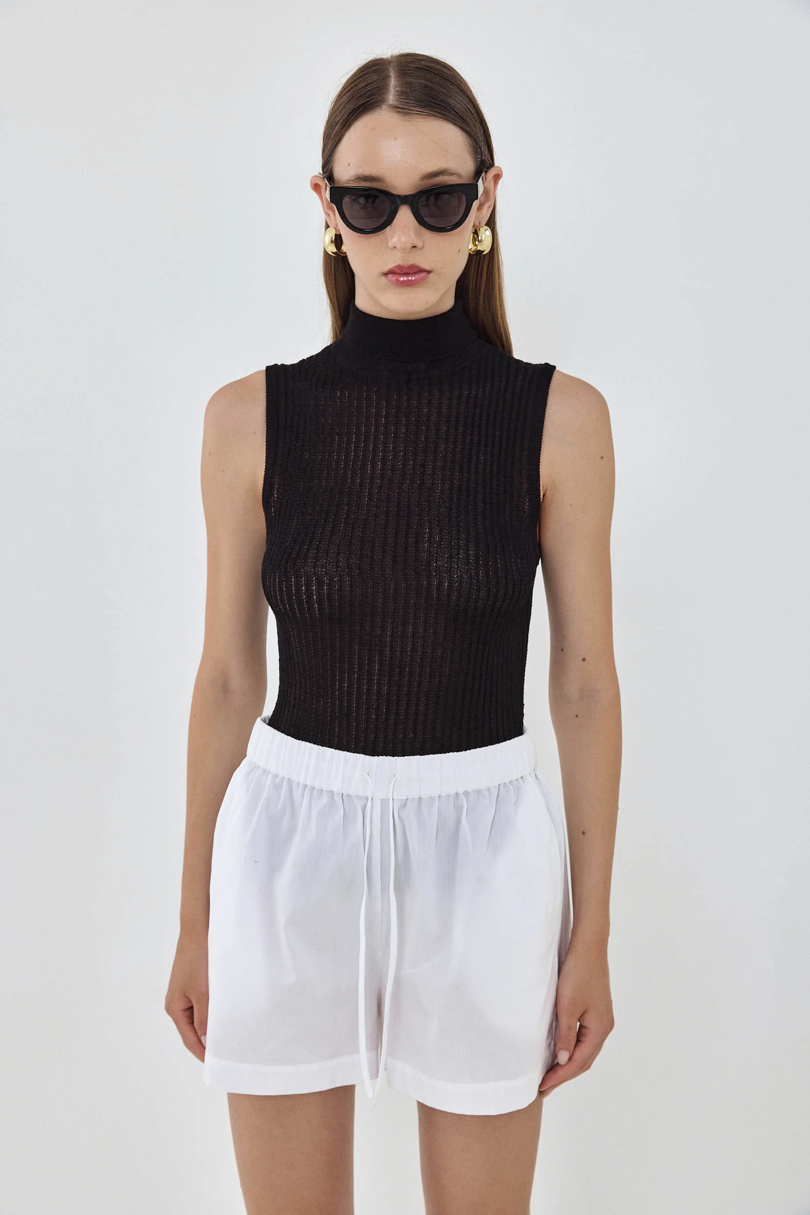 Knit Sleeveless Turtleneck Top