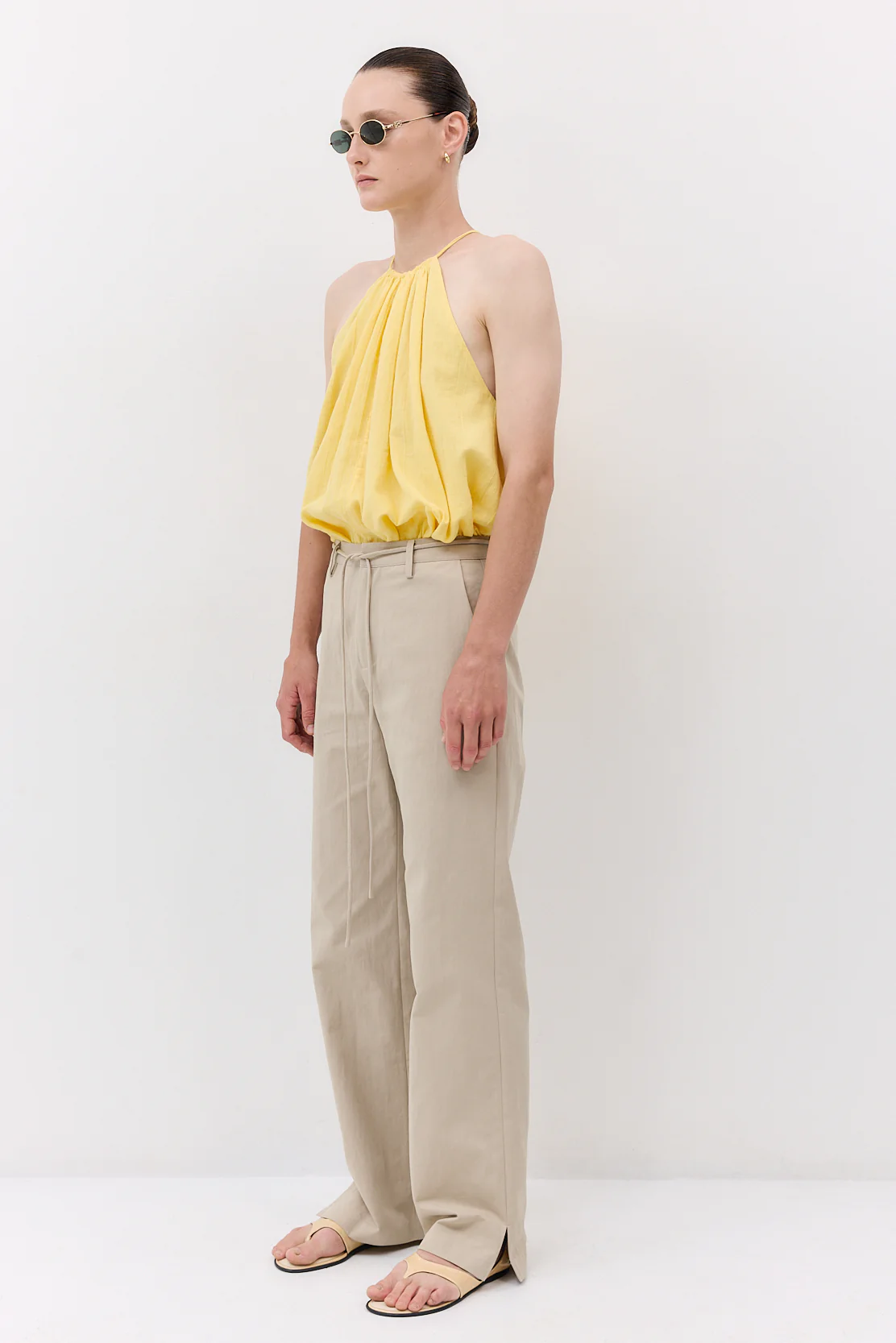 Mid Waist Cotton String Pants - Image 3