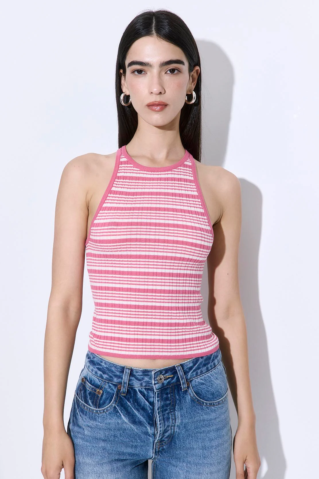 Ribbed Crew Neck Tank Top