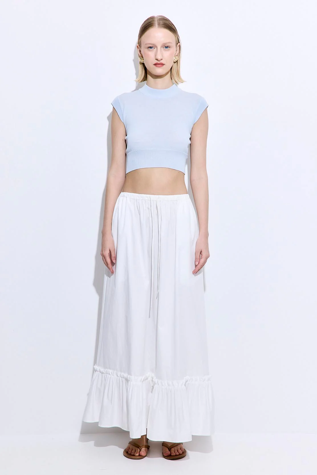 Ruffled Poplin Maxi Skirt