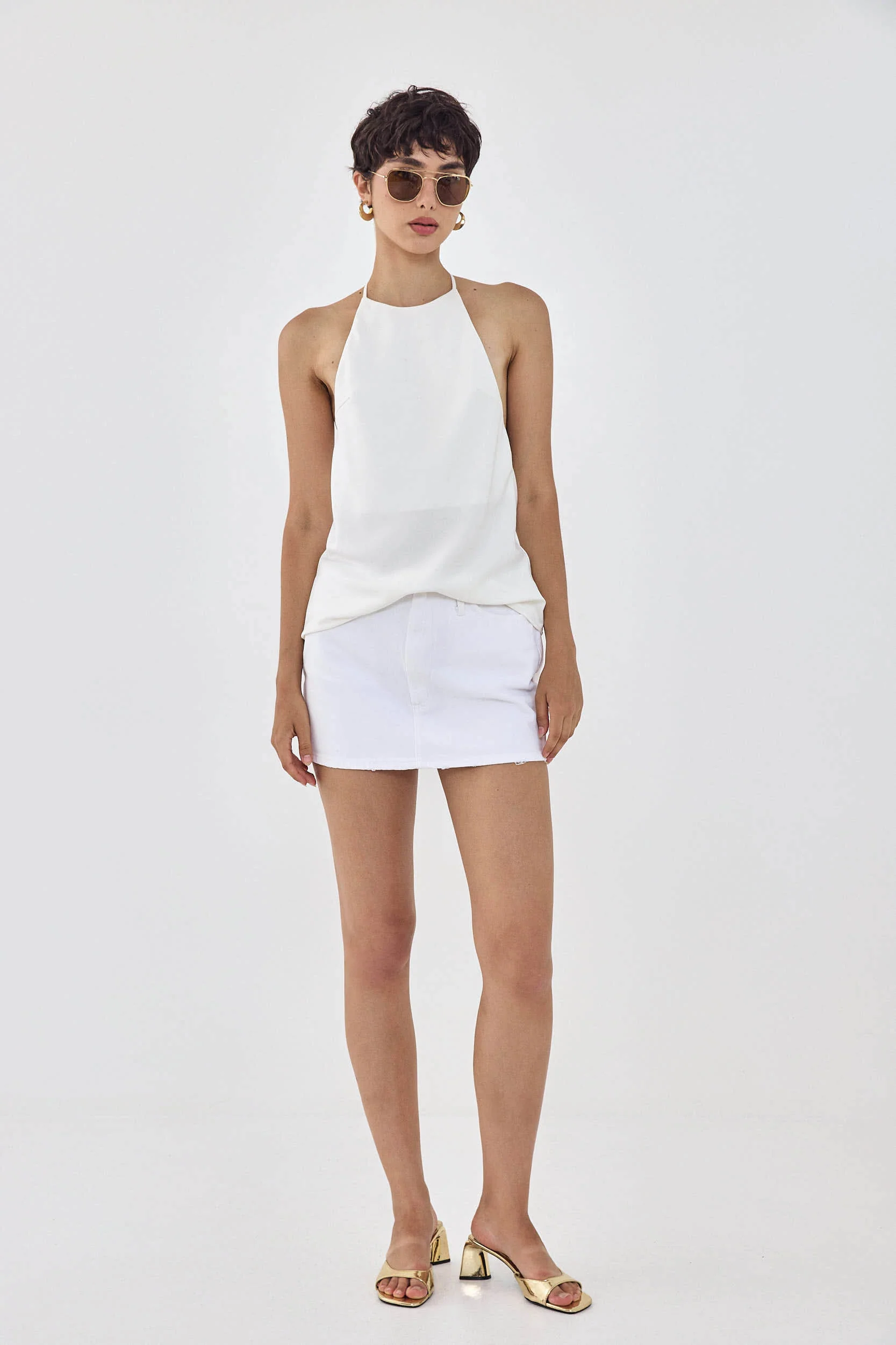 Satin Collared Tank Top - Image 2