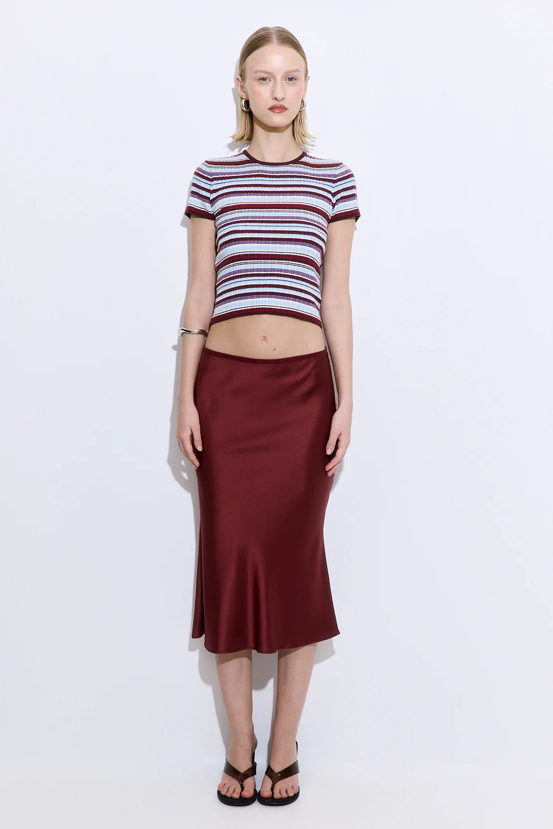 Satin Slip Midi Skirt