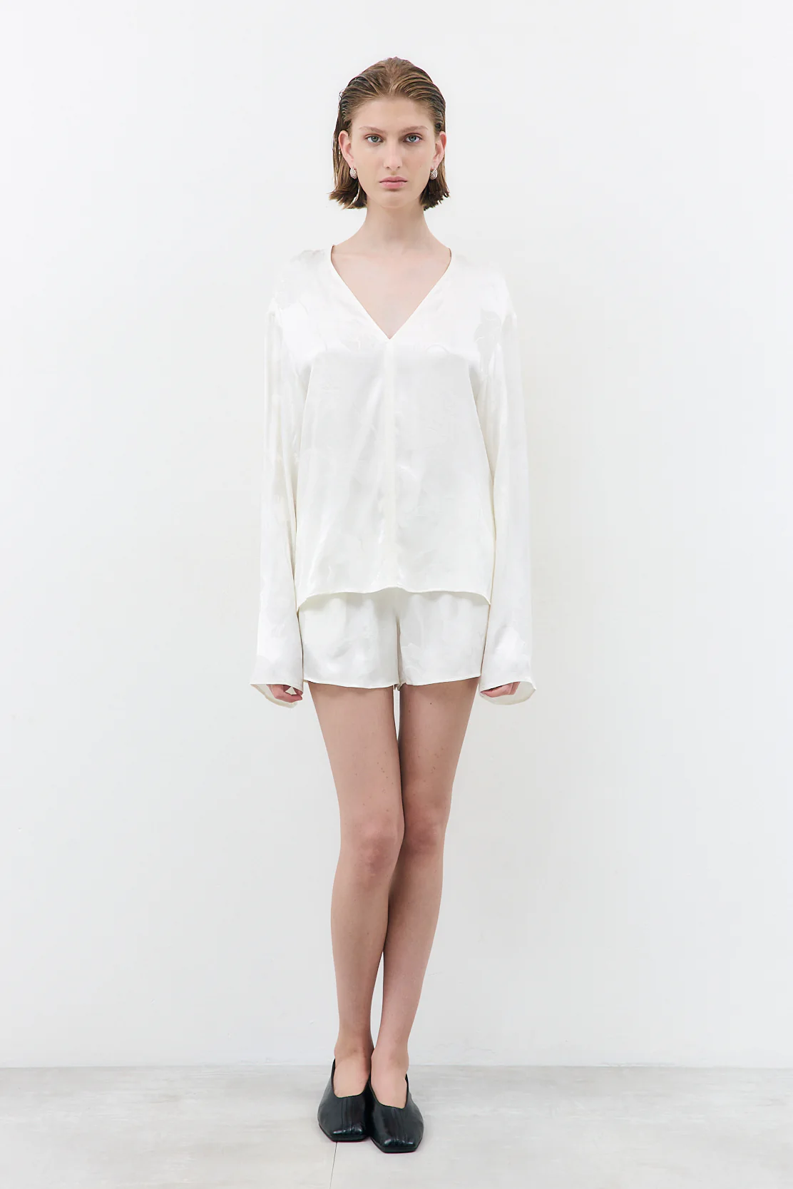 Satin V Neck Blouse