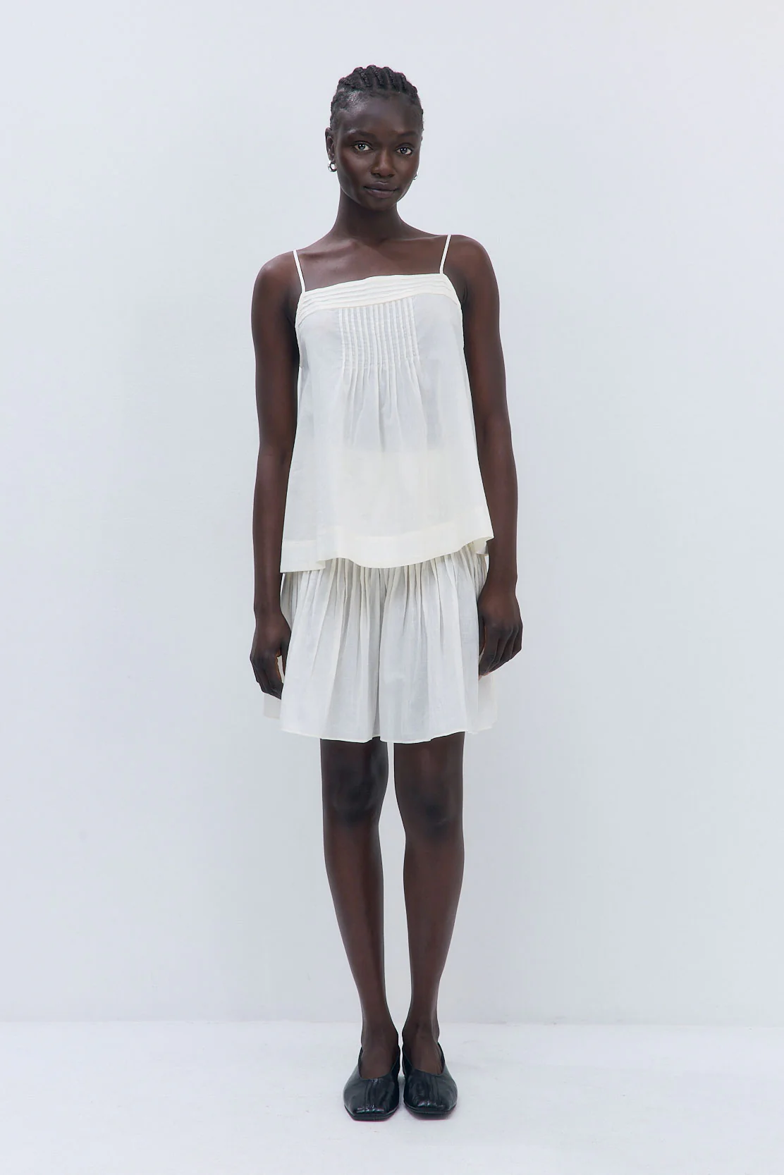 Semi Sheer Pleated Midi Skirt