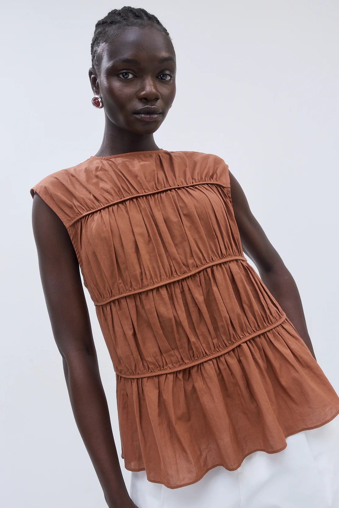 Semi Sheer Sleeveless Pleated Top - Image 6