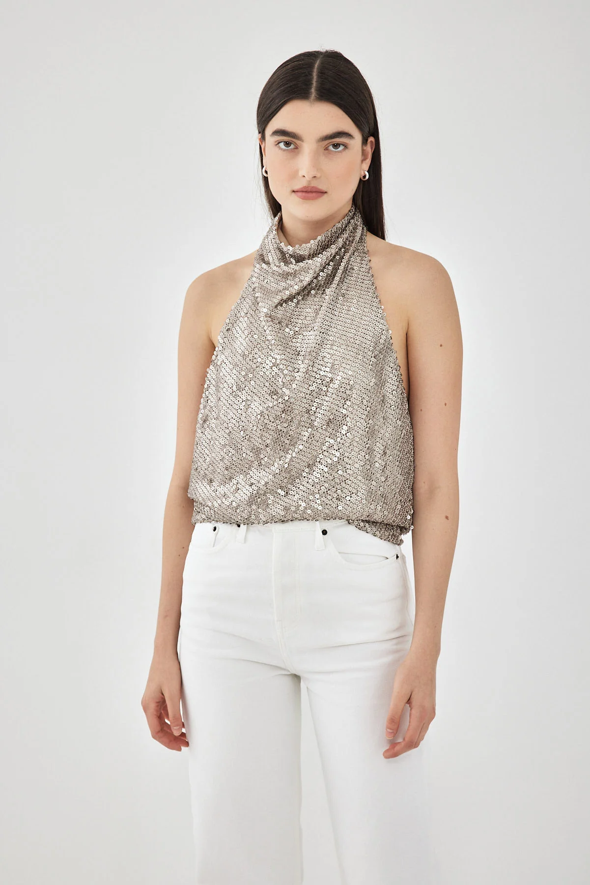 Sequined Open Back Top