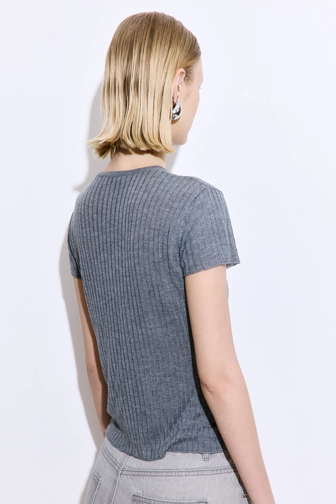 Sheer Ribbed Logo Top - Image 5