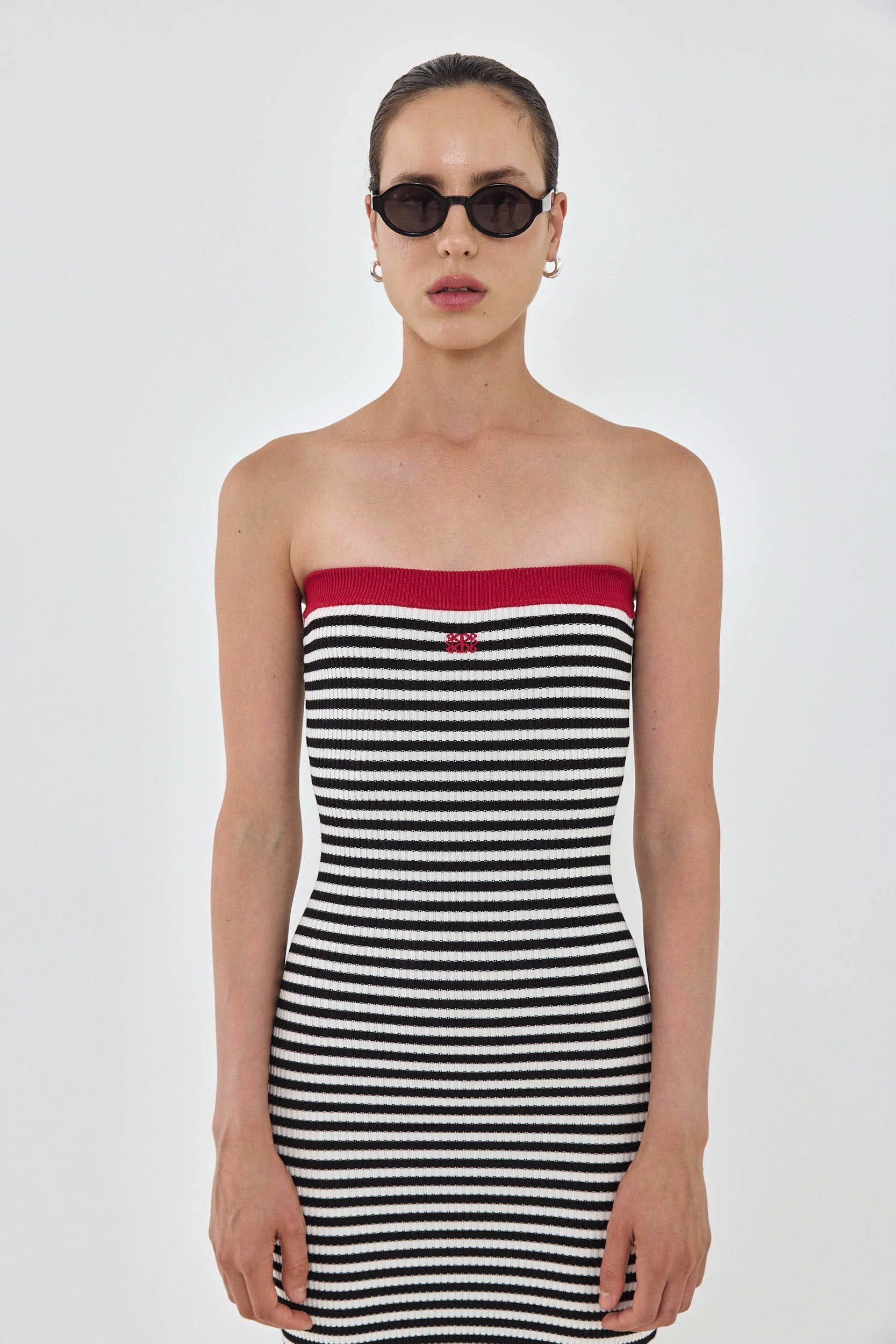 Strapless Maxi Striped Ribbed Dress - Image 2