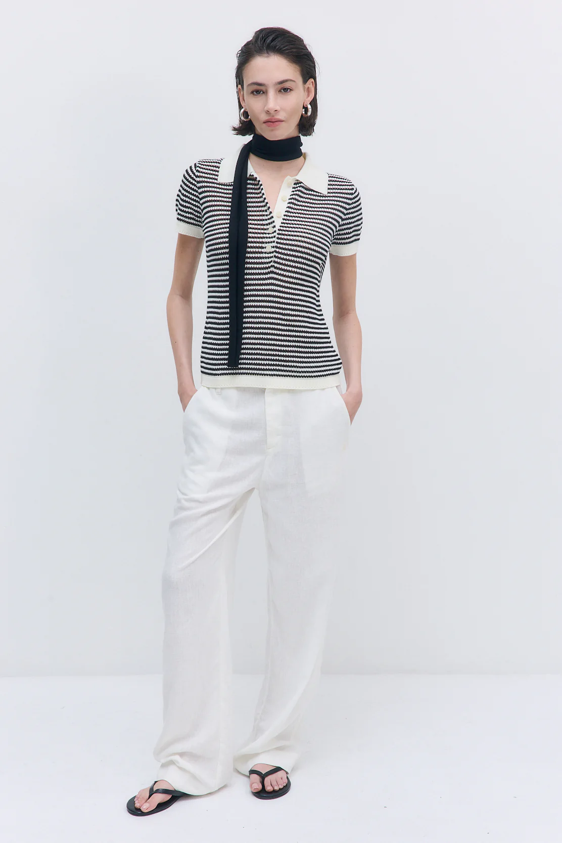 Striped Crochet Polo