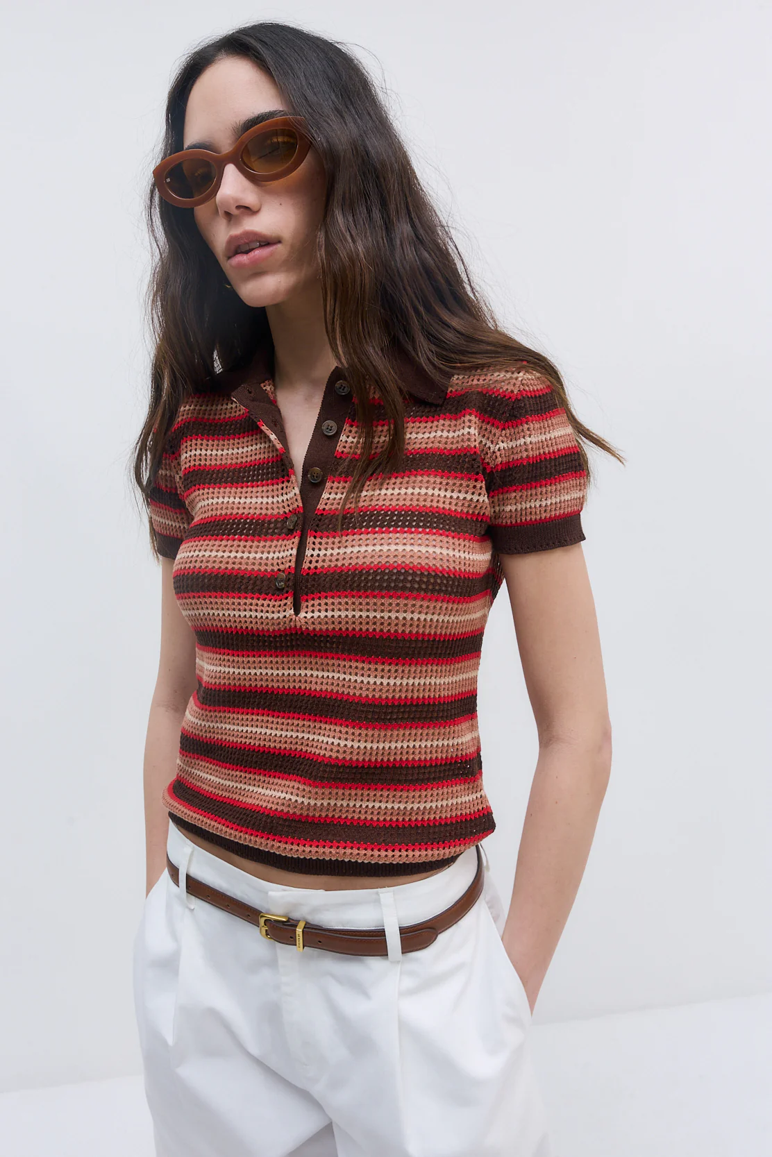 Striped Crochet Polo