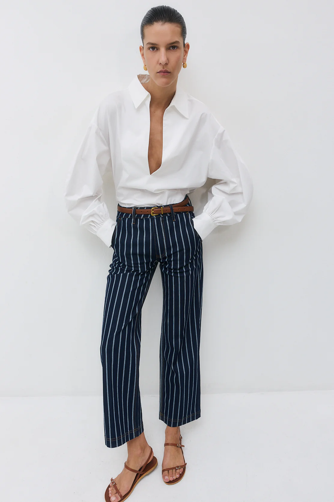 Striped Drill Relaxed Pants - Image 3